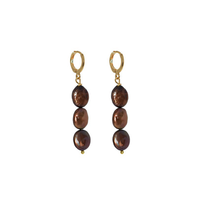 Brown freshwater pearl huggie earrings | by Ifemi Jewels