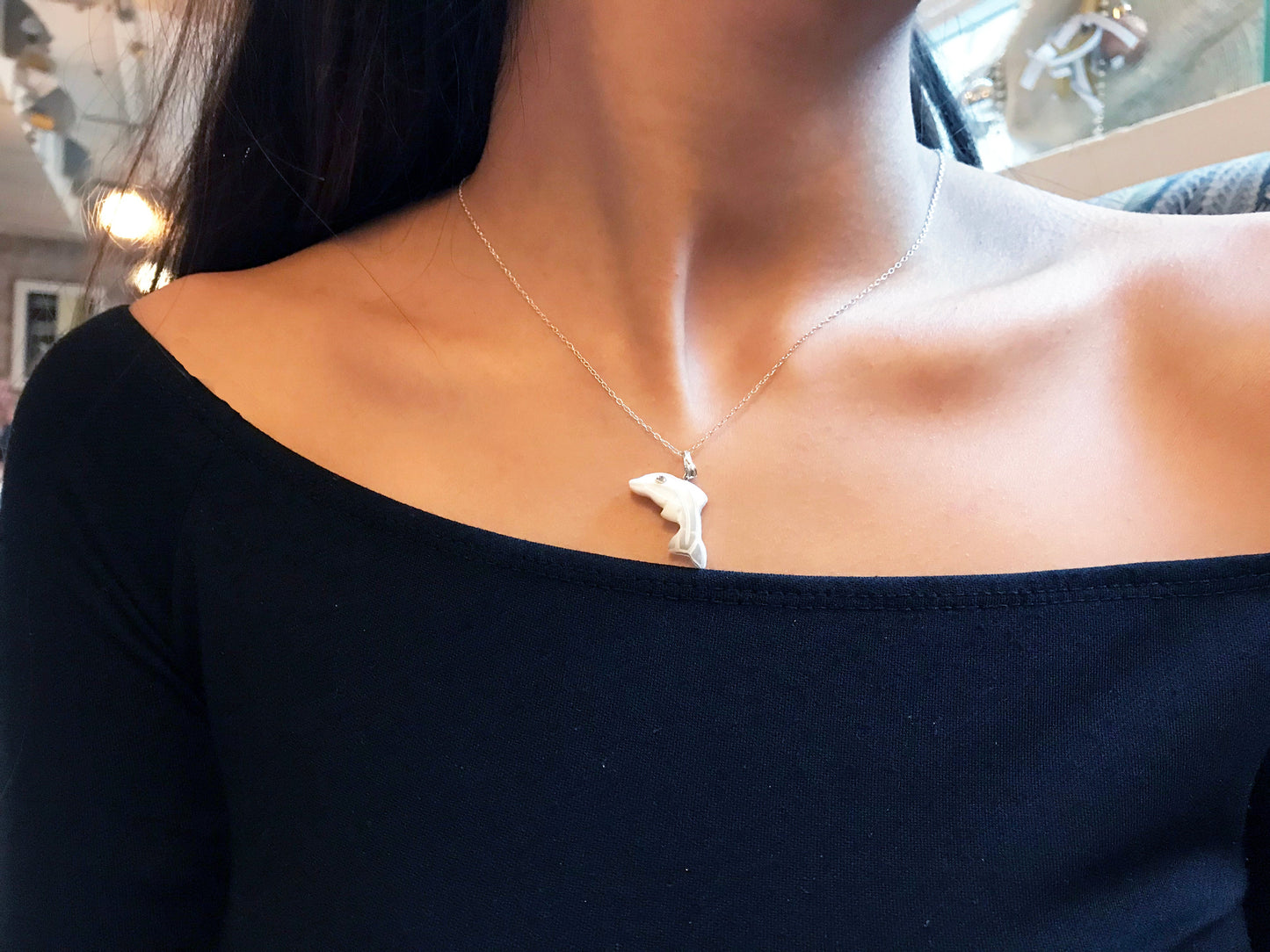 Dolphin necklace on 18 inch Sterling Silver Chain, Be Smarter Than A Dolphin Message, Personalised Gift, Affirmation Necklace, Affirmation Gift, Unique Gift Idea | by nlanlaVictory